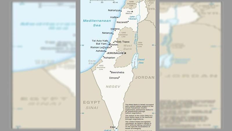 واشنطن تنشر خريطة جديدة لكيان العدو تضم الجولان السوري المحتل