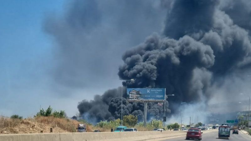 لبنان: حريق كبير على طريق الدامور باتجاه الجنوب