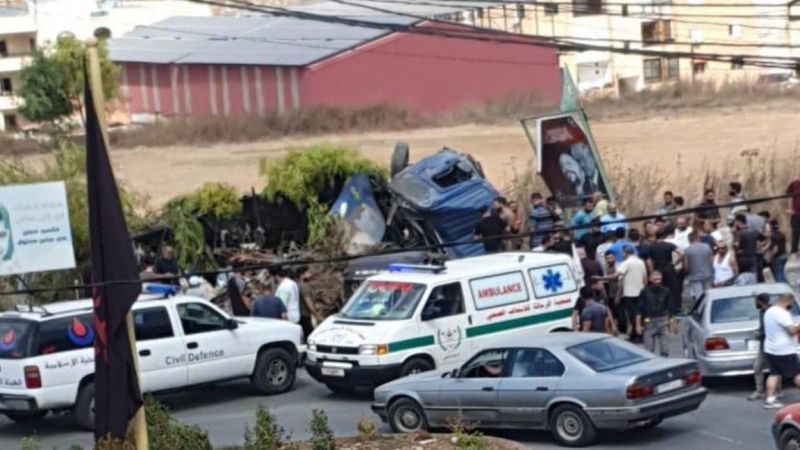 لبنان| 3 جرحى نتيجة تدهور شاحنة على طريق عام تول - النبطية